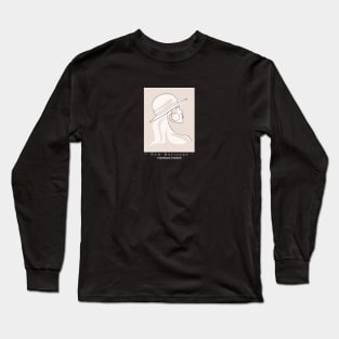 "New horizons" Women minimalistic line art drawing Long Sleeve T-Shirt